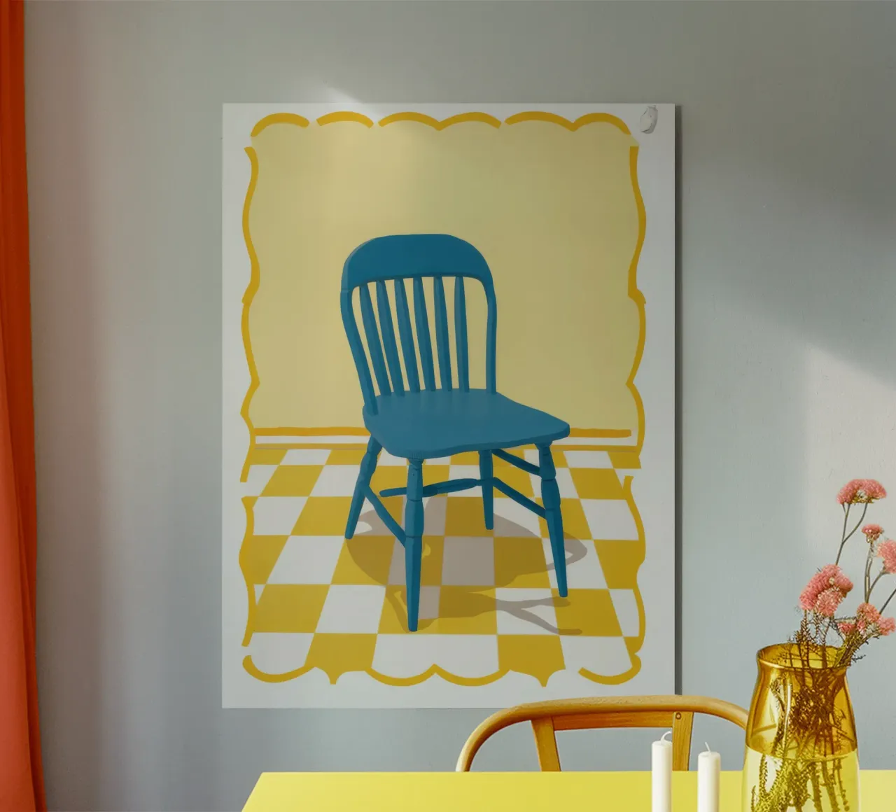 Checkerboard Chair Solitude Alu-Dibond von Peak Delusion