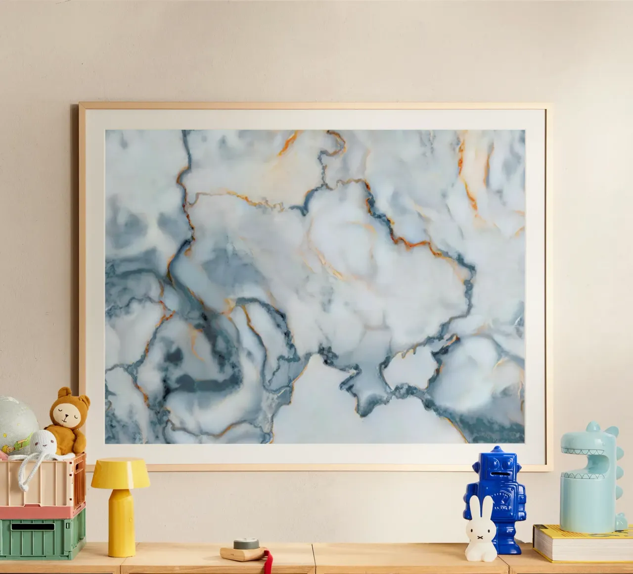 Ukraine Marble Map poster con telaio in alluminio da Octavian