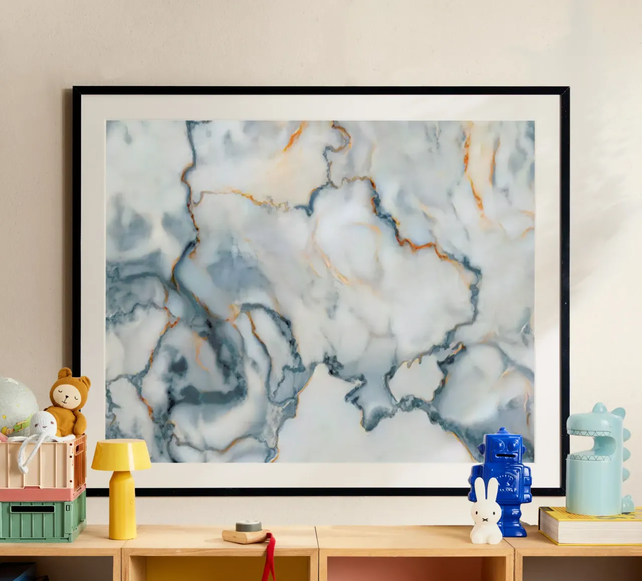 Ukraine Marble Map poster con telaio in alluminio da Octavian