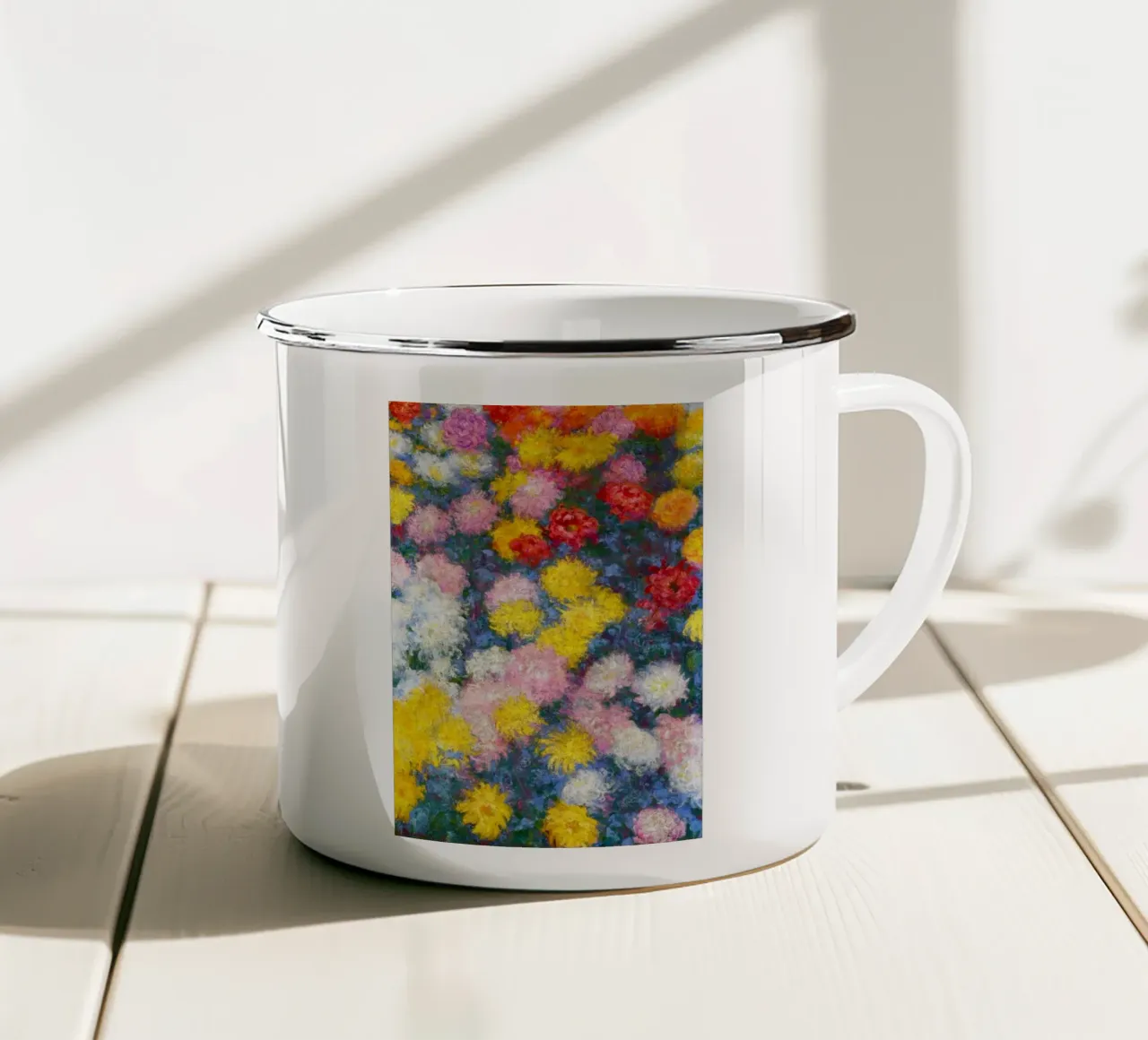 Il letto di crisantemi di Claude Monet c tazza in smalto da Venus Art