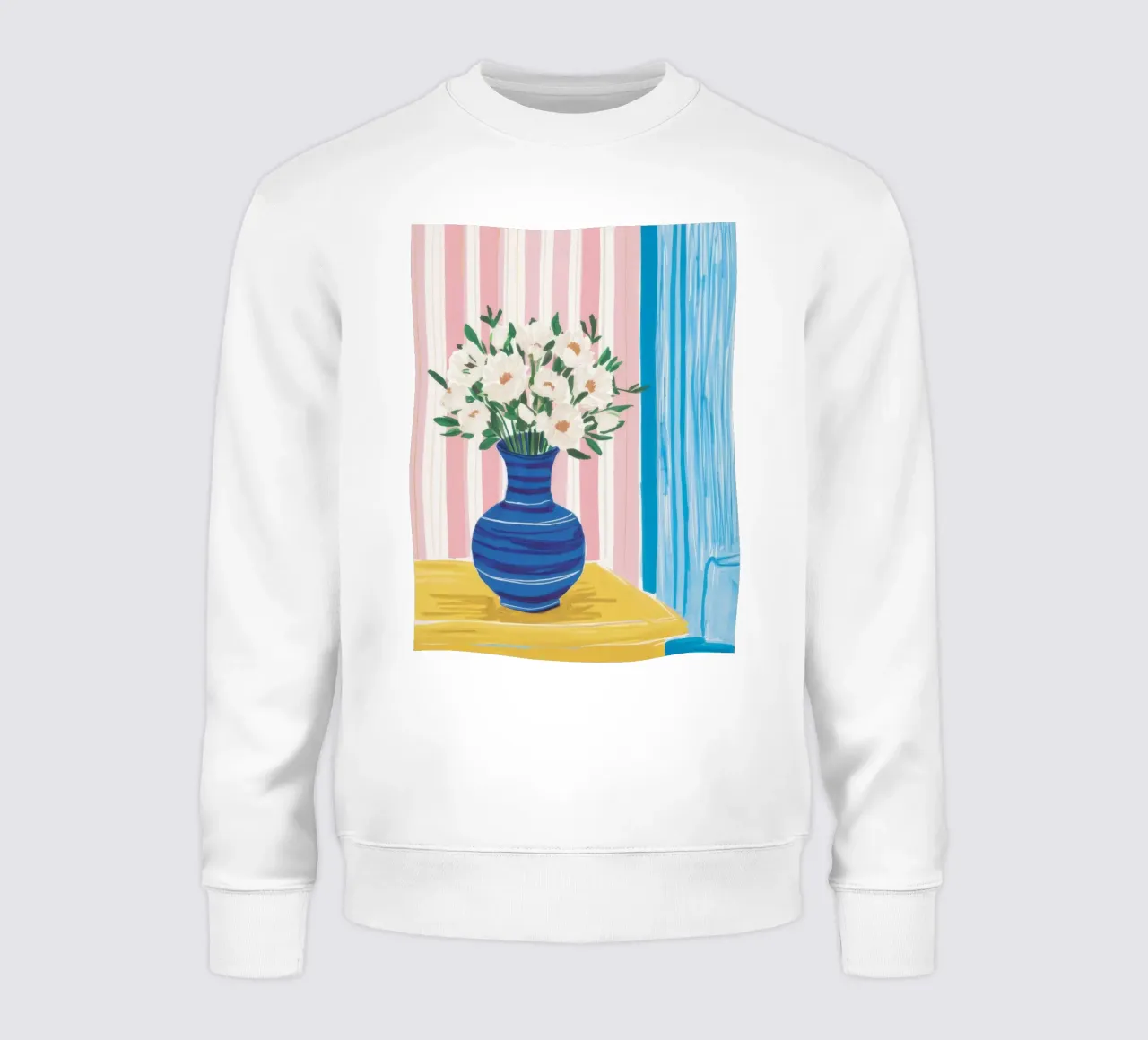 Vaso blu Fiori bianchi felpa da Peak Delusion