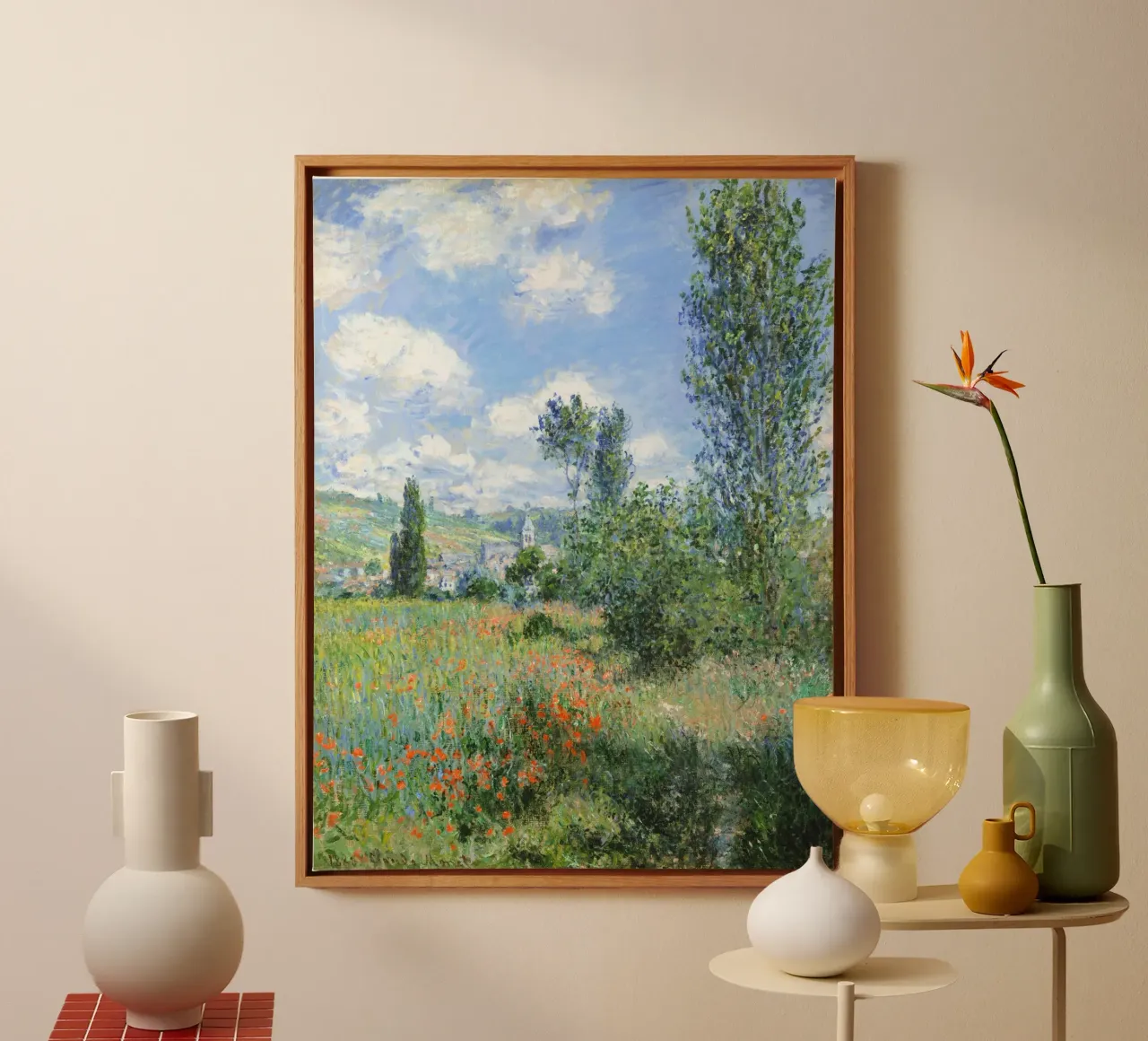 Claude Monet – View of Vétheuil, 1880 | canvas with Floater frame by Venus Art