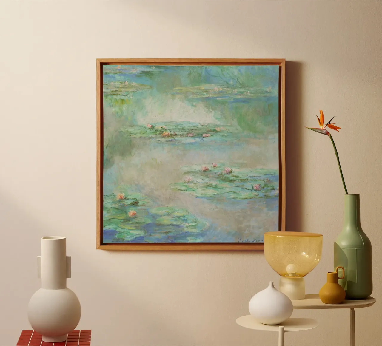 Le ninfee di Claude Monet (Nymphéas) tela con Cornice a cassetta da Monet Art Prints