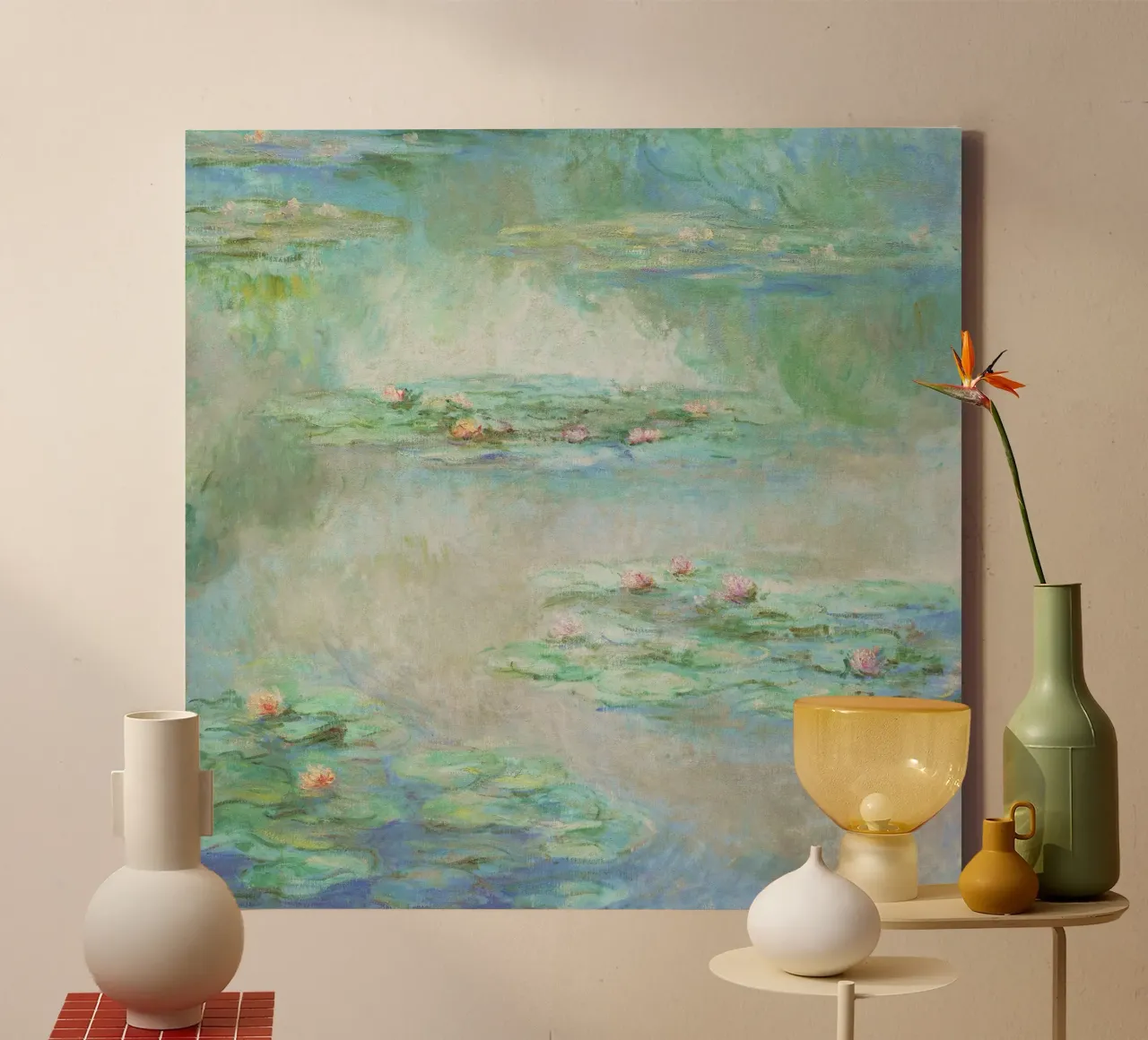 Le ninfee di Claude Monet (Nymphéas) tela con Cornice a cassetta da Monet Art Prints