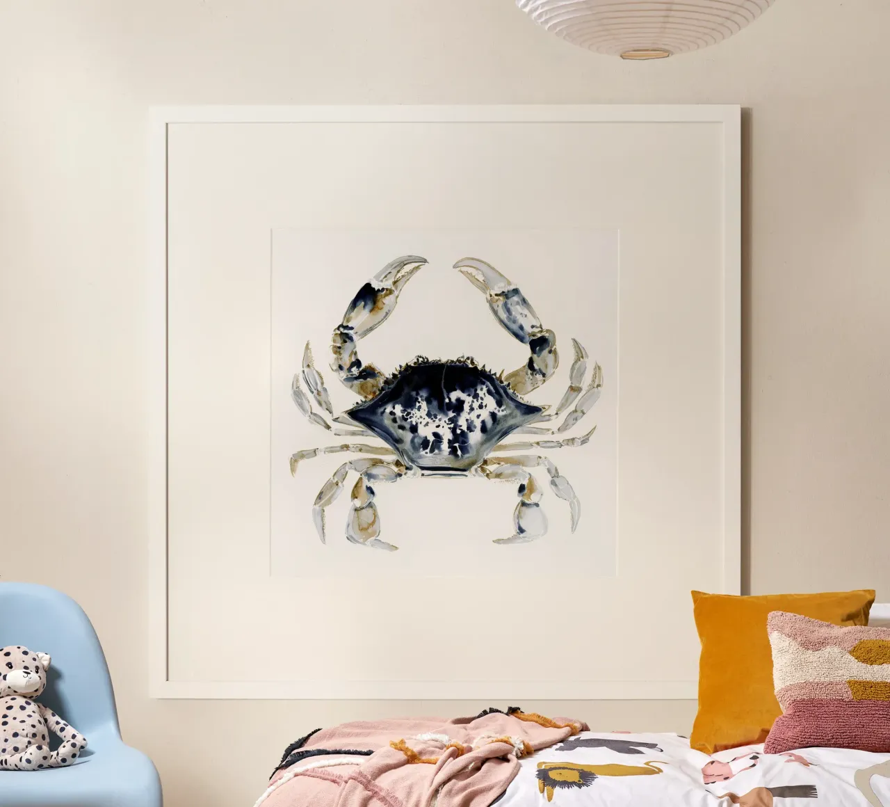 Granchio blu nautico poster con telaio in alluminio da Matthias Keller Studio