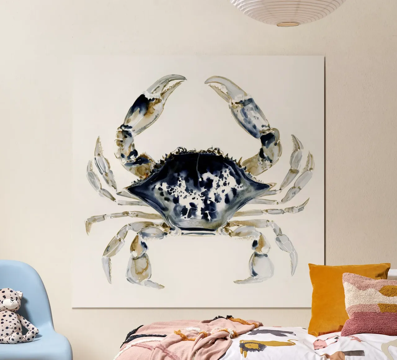 Granchio blu nautico poster con telaio in alluminio da Matthias Keller Studio