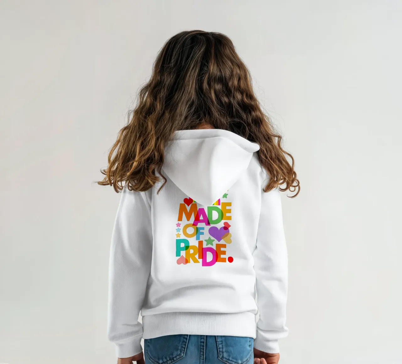 Made with Pride • Bold Typographic Art in Rainbow Colours kids hoodie by Dominique Vari Words