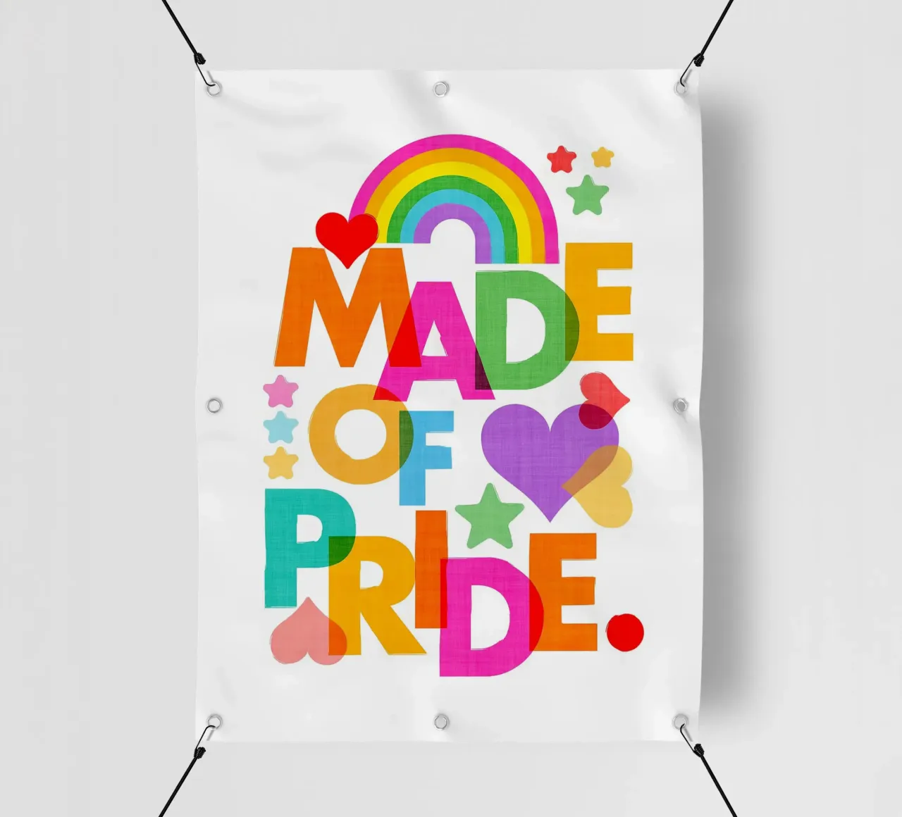 Made with Pride - Arte tipografica in grassetto con i colori dell'arcobaleno telo in pvc da Dominique Vari Words