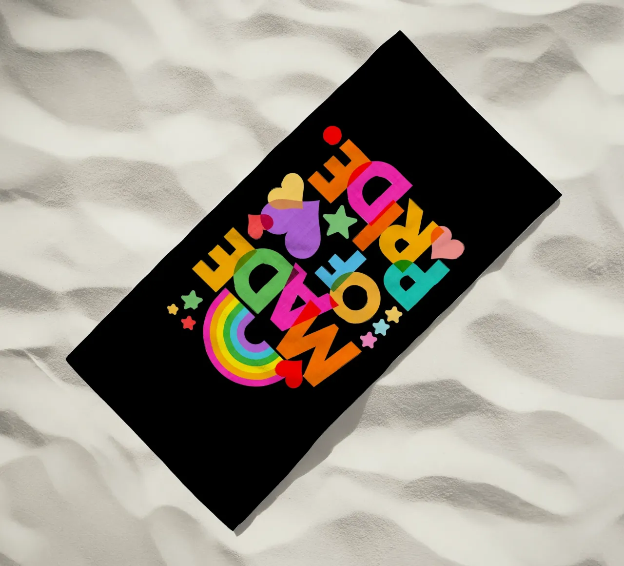 Made with Pride - Arte tipografica in grassetto con i colori dell'arcobaleno telo mare da Dominique Vari Words