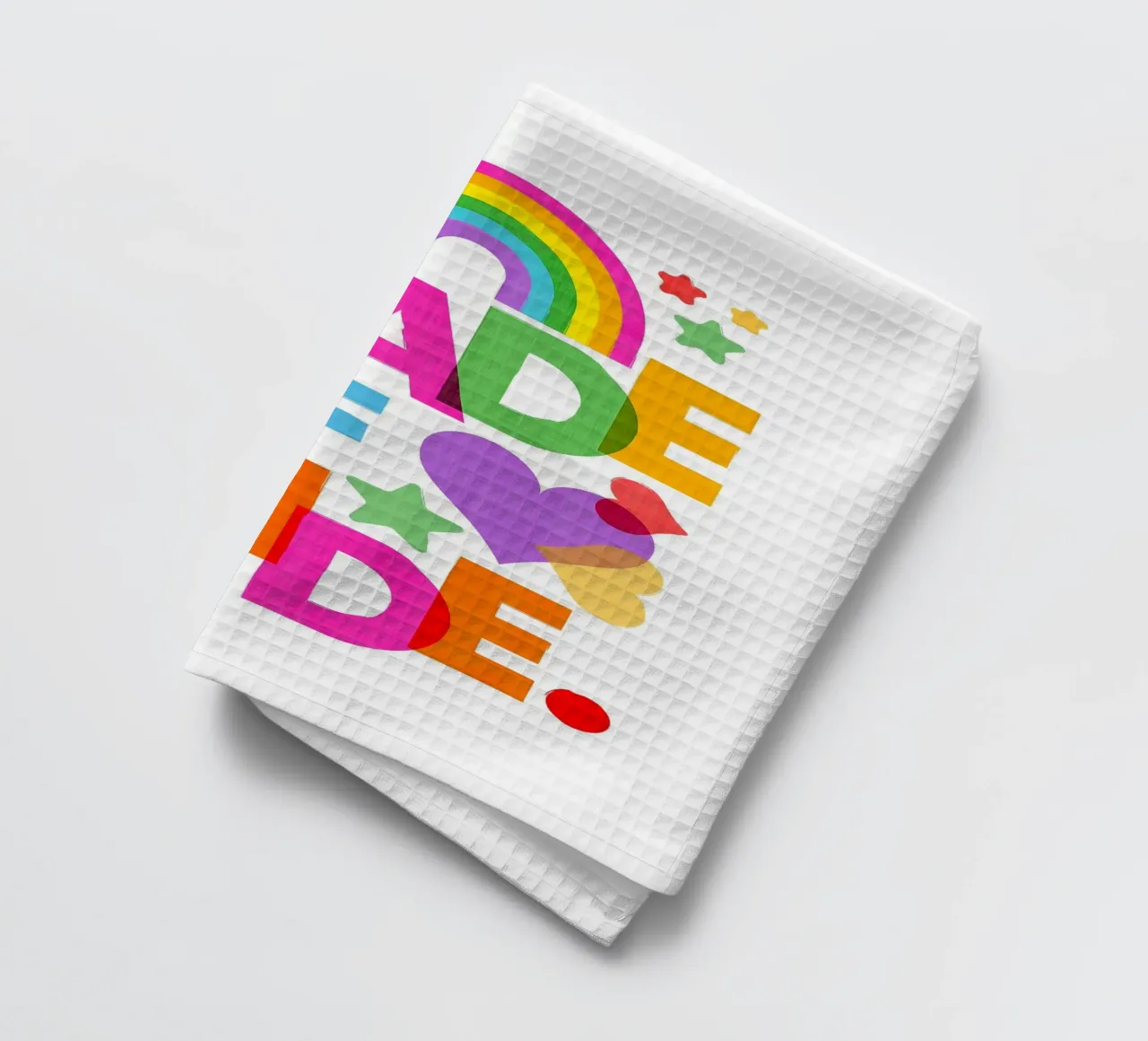 Made with Pride - Arte tipografica in grassetto con i colori dell'arcobaleno canovaccio da cucina da Dominique Vari Words