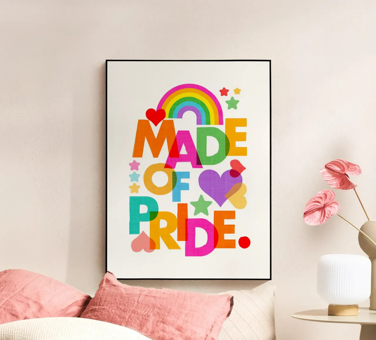 Made with Pride • Bold Typographic Art in Rainbow Colours acrylic glass by Dominique Vari Words