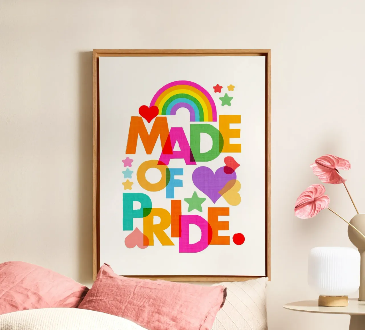 Made with Pride - Arte tipografica in grassetto con i colori dell'arcobaleno tela da Dominique Vari Words