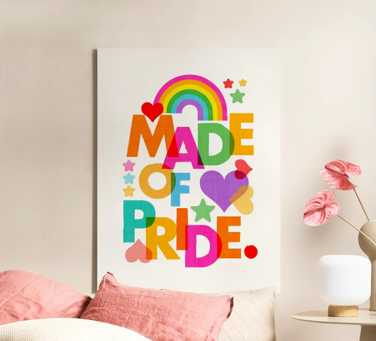 Made with Pride - Arte tipografica in grassetto con i colori dell'arcobaleno tela da Dominique Vari Words