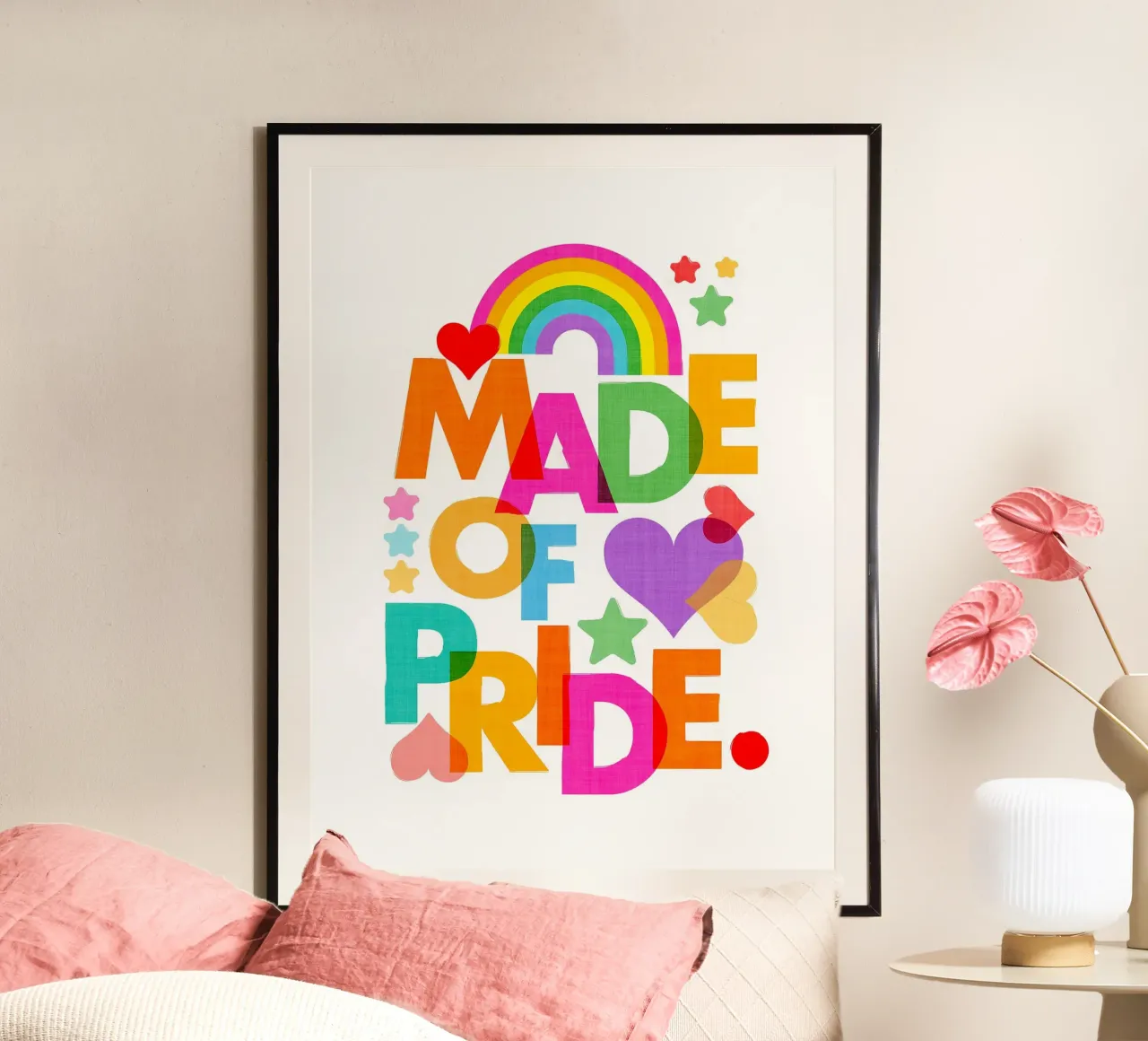 Made with Pride - Arte tipografica in grassetto con i colori dell'arcobaleno carta hahnemühle da Dominique Vari Words