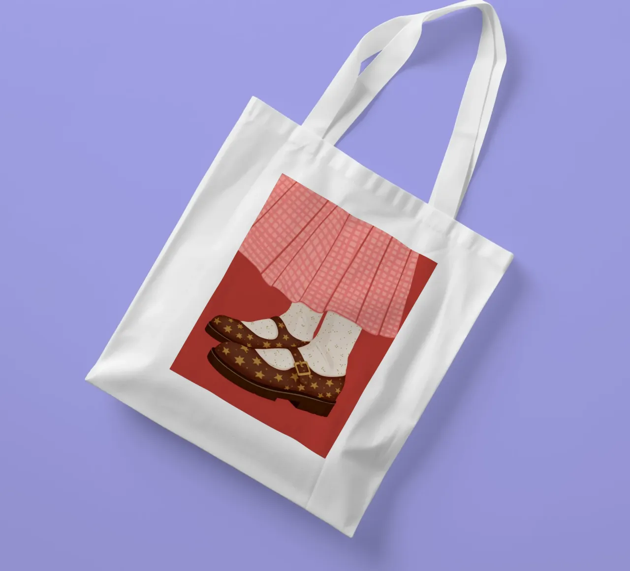 Gonna a quadri con cinturini a T borsa in juta da Peak Delusion