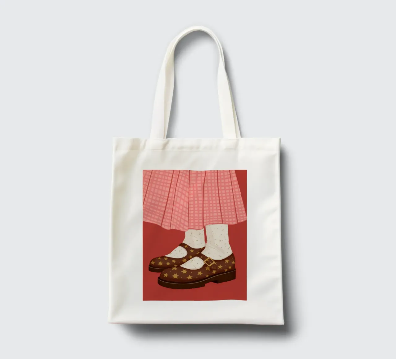 Gonna a quadri con cinturini a T borsa in juta da Peak Delusion