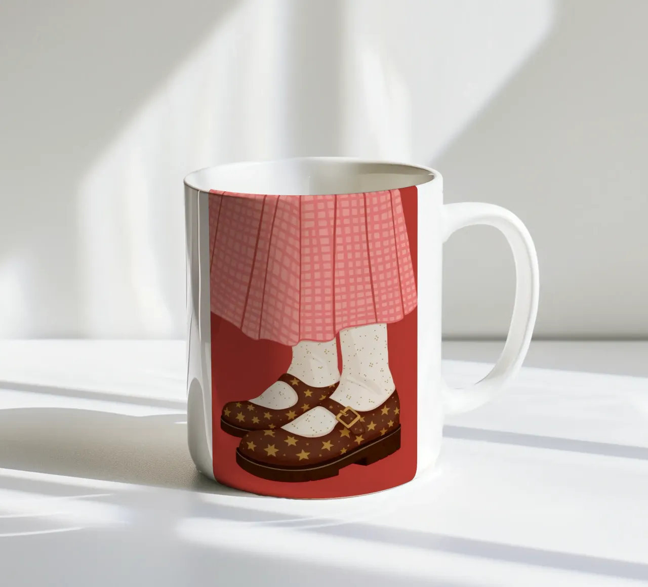 Gonna a quadri con cinturini a T tazza in ceramica da Peak Delusion