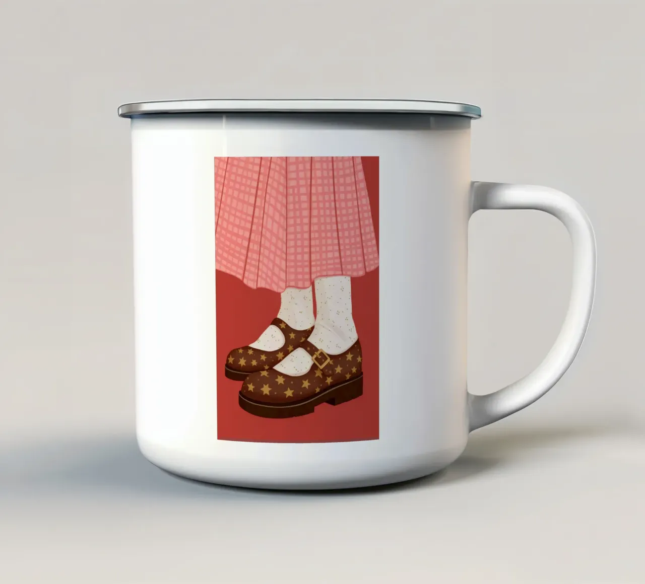 Gonna a quadri con cinturini a T tazza in smalto da Peak Delusion