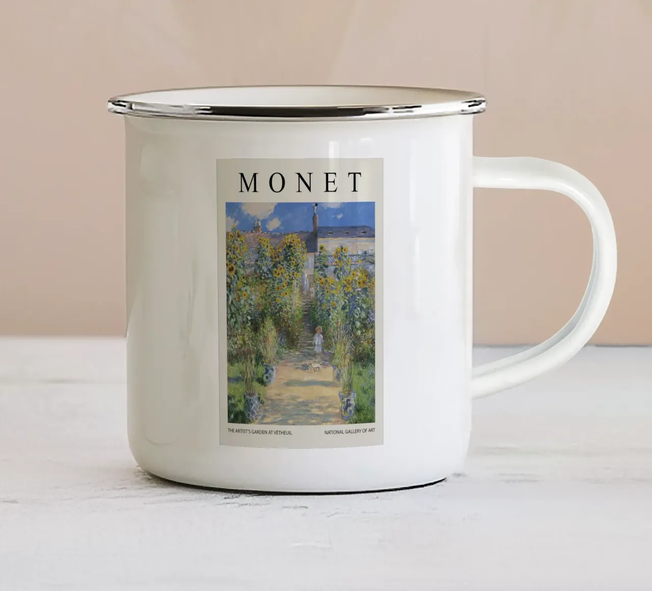 Le jardin des artistes à Vetheuil mug en émail de Turner Kyle