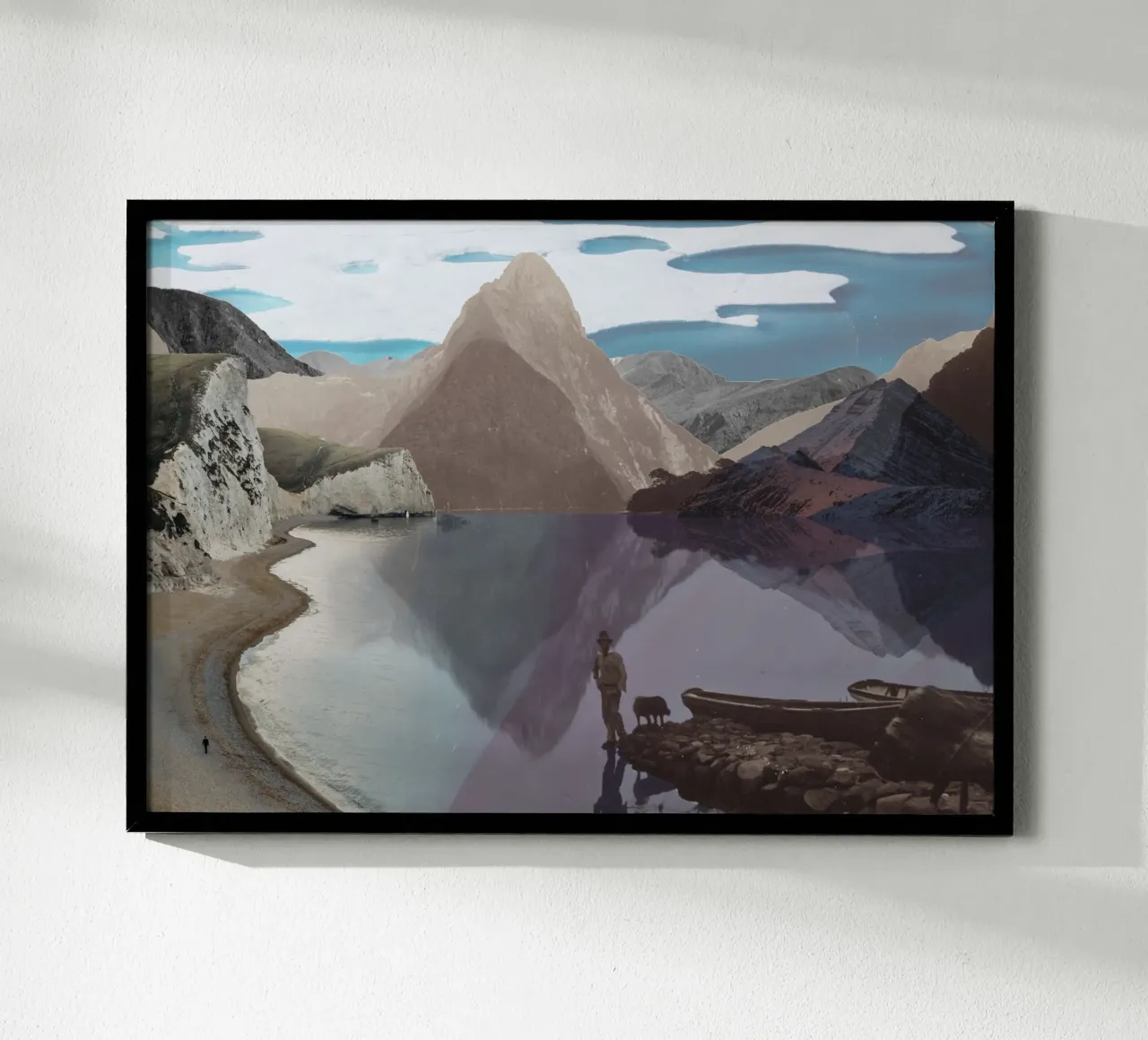 Glacier Sky | Press Play Art Print Collage poster with wooden frame by Press Play Art Prints