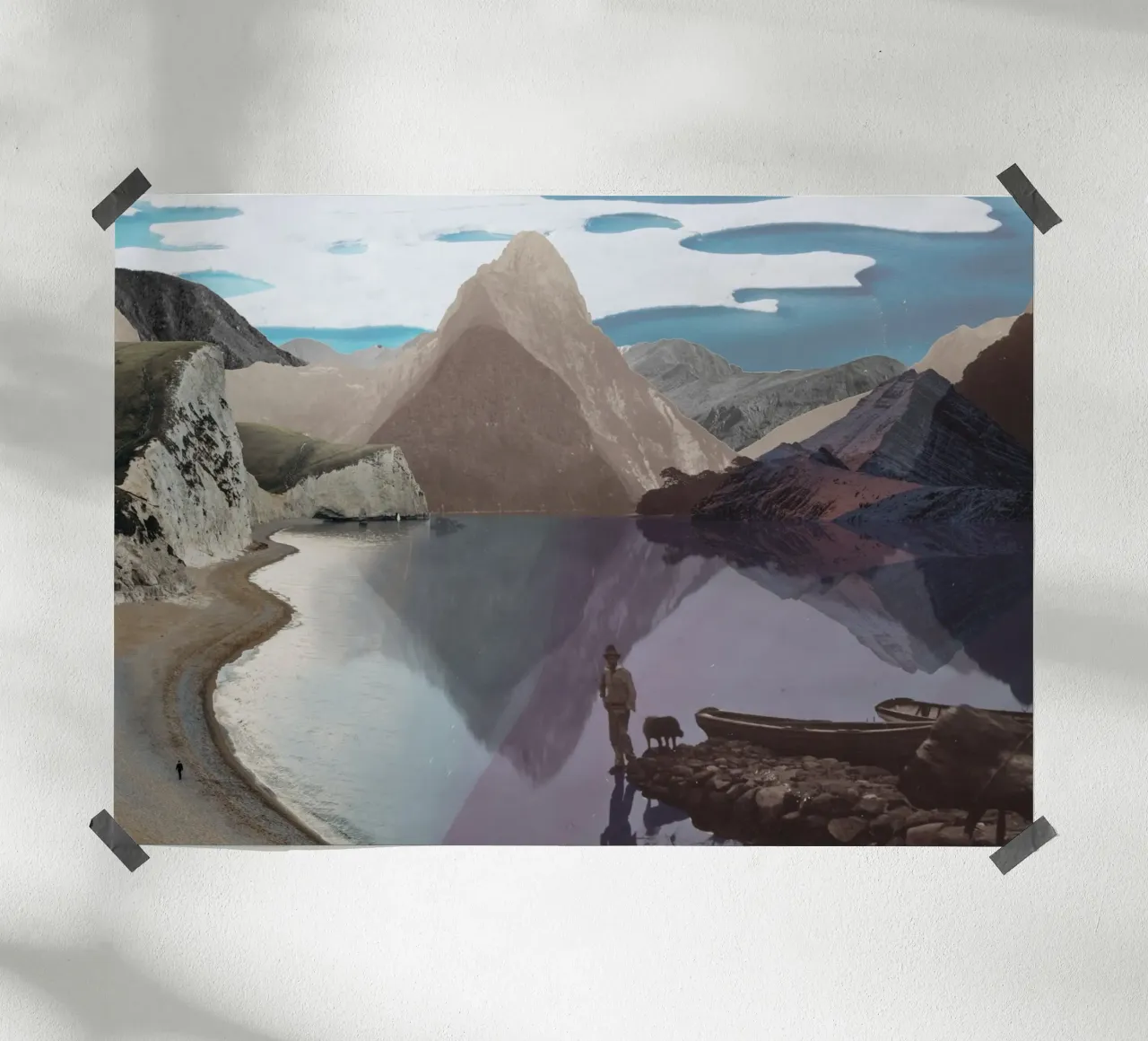 Glacier Sky | Press Play Art Print Collage poster with wooden frame by Press Play Art Prints