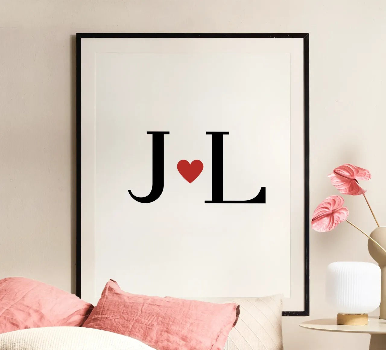 J L - Design delle iniziali come poster e maglietta carta hahnemühle da StrindesignStudio