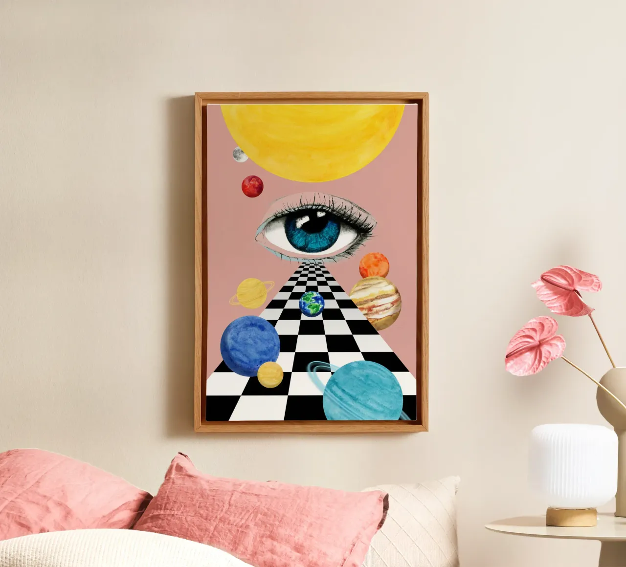 Blue eye in space. tela con Cornice a cassetta da Fraysein Design
