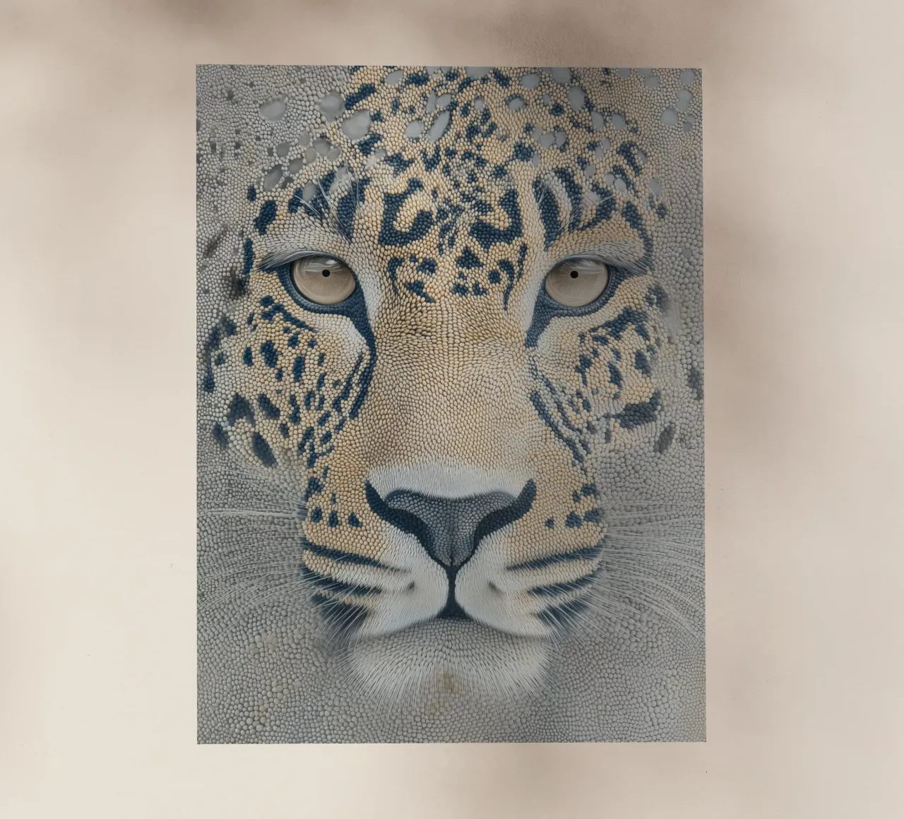 Leopardo delle nevi in preda alla frenesia dei pixel | Puntinismo digitale pellicola backlit da Autofocus