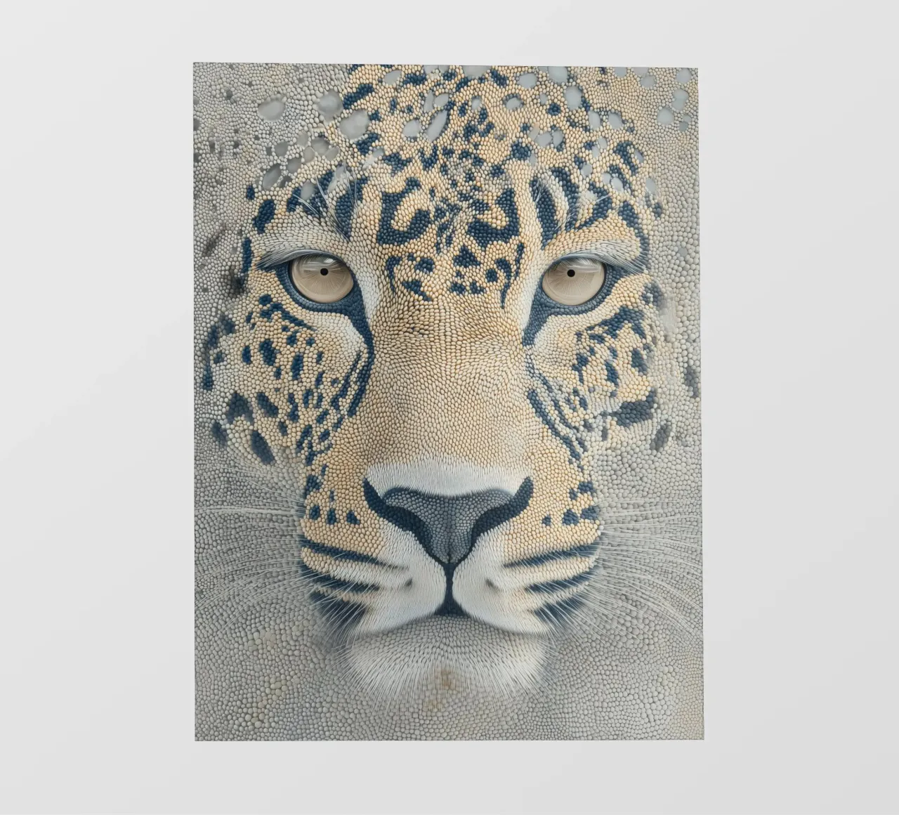 Leopardo delle nevi in preda alla frenesia dei pixel | Puntinismo digitale telo in pvc da Autofocus