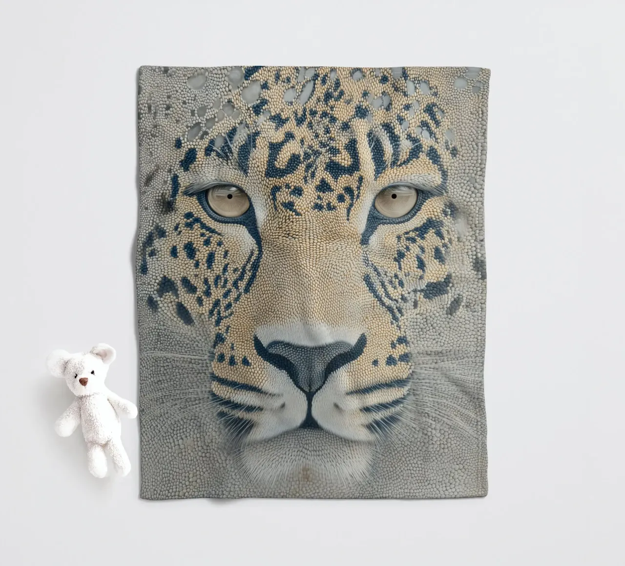 Leopardo delle nevi in preda alla frenesia dei pixel | Puntinismo digitale coperta in pile da Autofocus