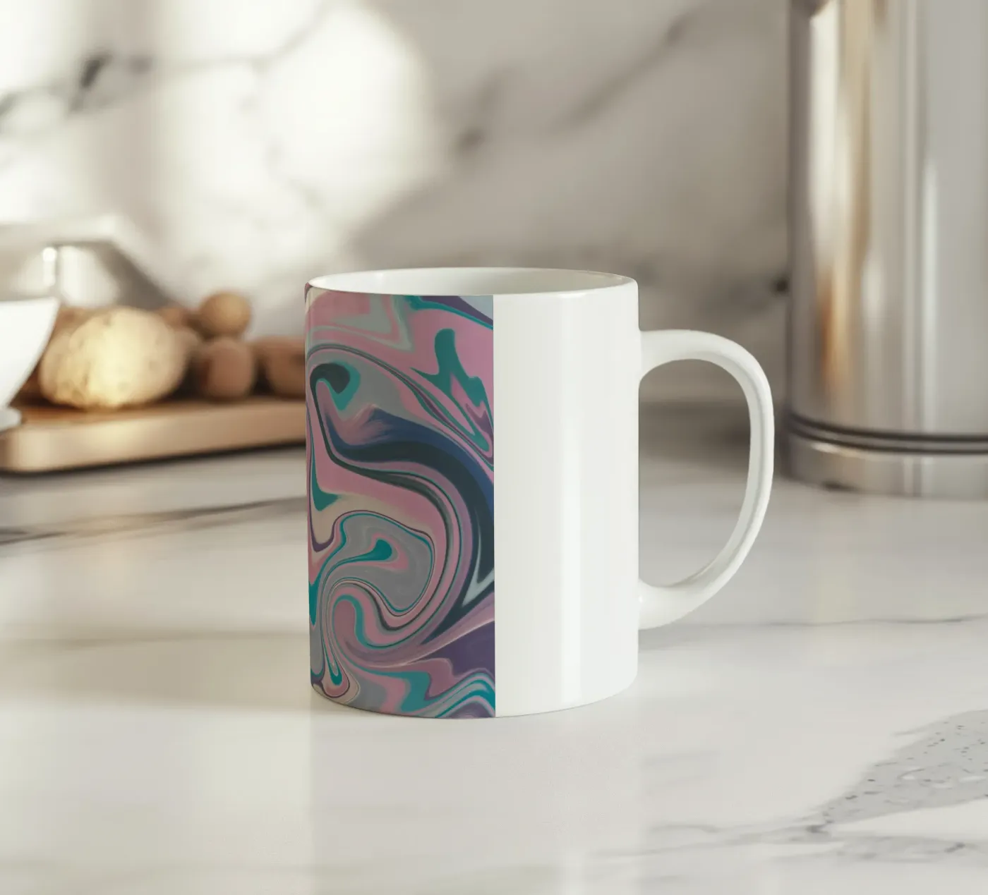 Fluid lines pattern 14 ceramic mug by Little Dean