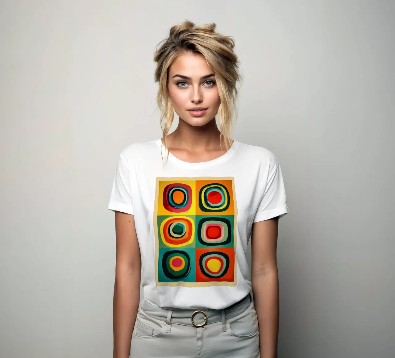 Farbige Kreise | Retro-Futurismus Farbsymphonie Frauen T-Shirt von Autofocus