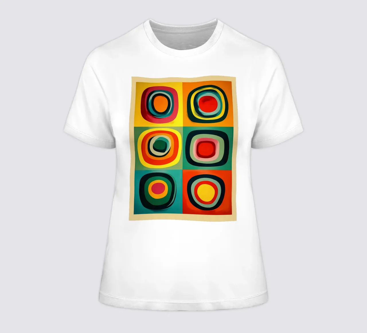 Farbige Kreise | Retro-Futurismus Farbsymphonie Frauen T-Shirt von Autofocus