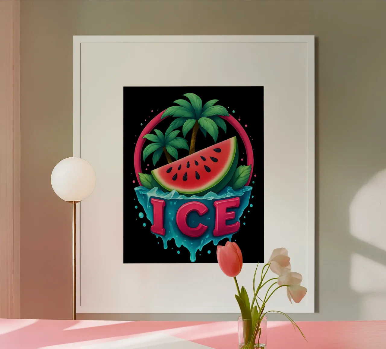 Freschezza Atmosfera da isola tropicale Cocomero poster con telaio in legno da LM2KONE