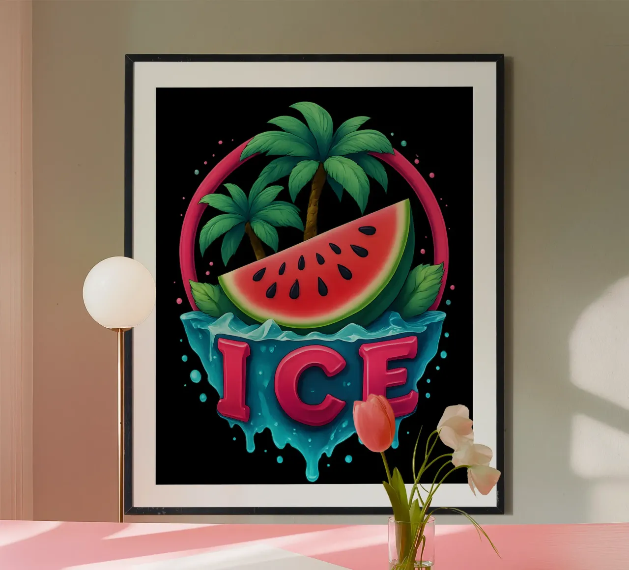 Freschezza Atmosfera da isola tropicale Cocomero poster con telaio in legno da LM2KONE