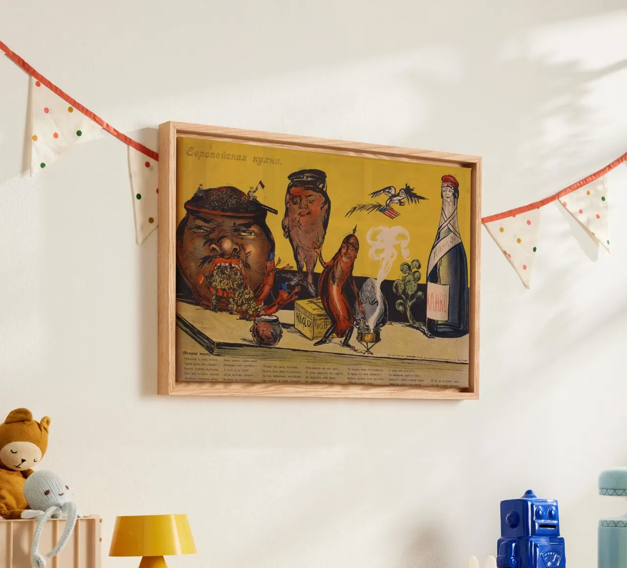 Apsit WWI "Europese keuken" Satirische Propaganda Print canvas met Baklijst van ClubArt