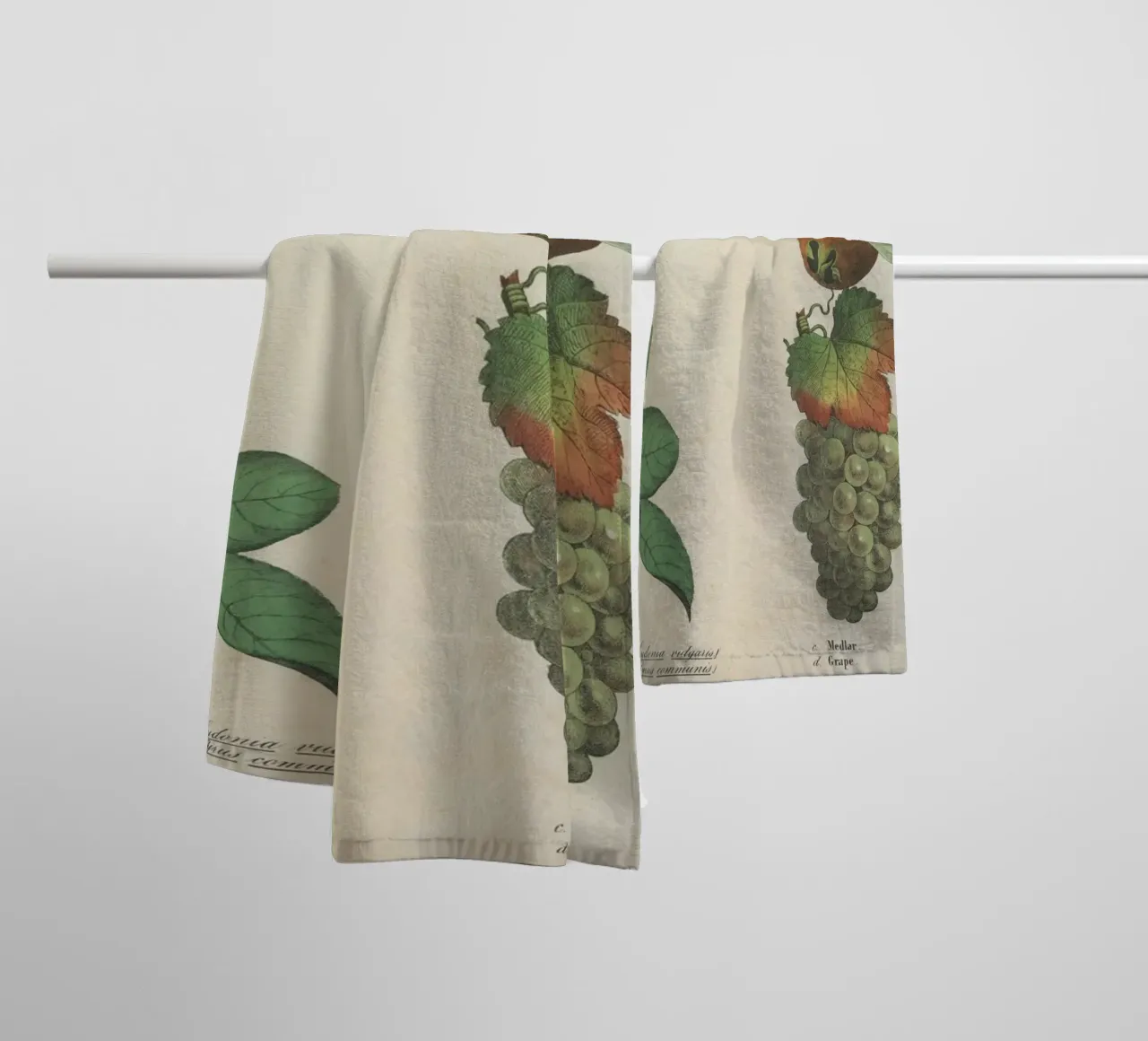 Stampa botanica di frutta d'epoca - Cotogna, pera, nespola, uva asciugamano da bagno da ClubArt