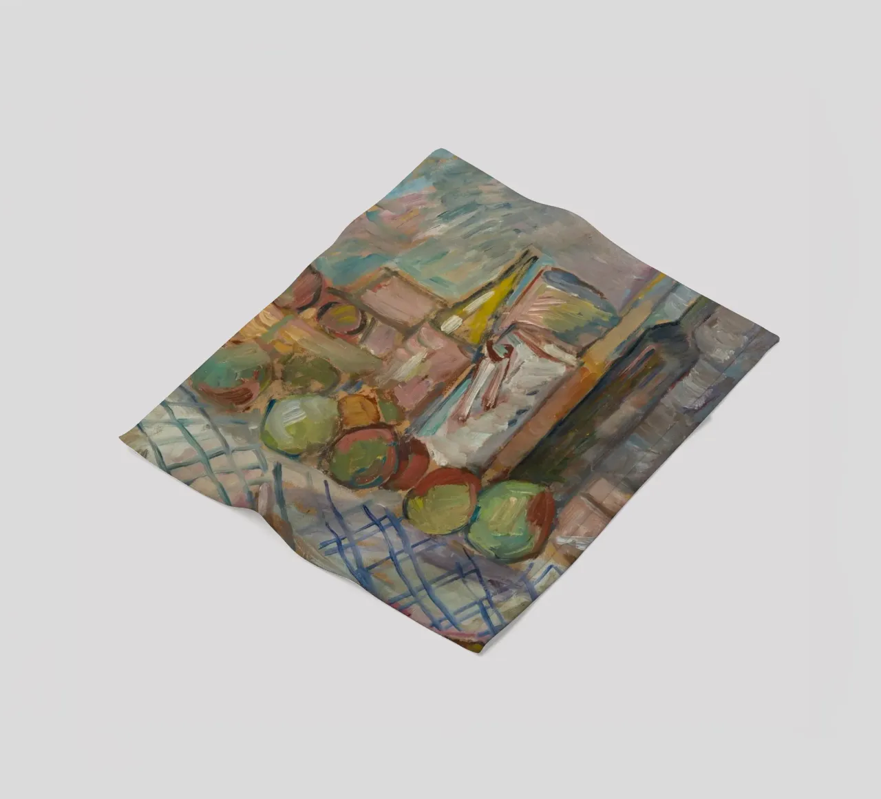 Pittura impressionista di natura morta - Frutta e bottiglie Art. coperta in pile da ClubArt