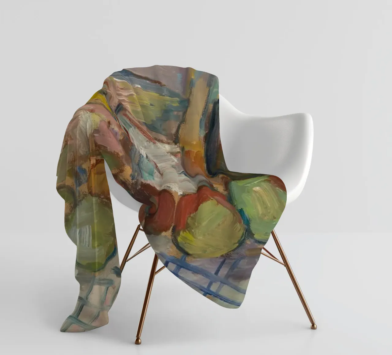 Pittura impressionista di natura morta - Frutta e bottiglie Art. coperta in pile da ClubArt