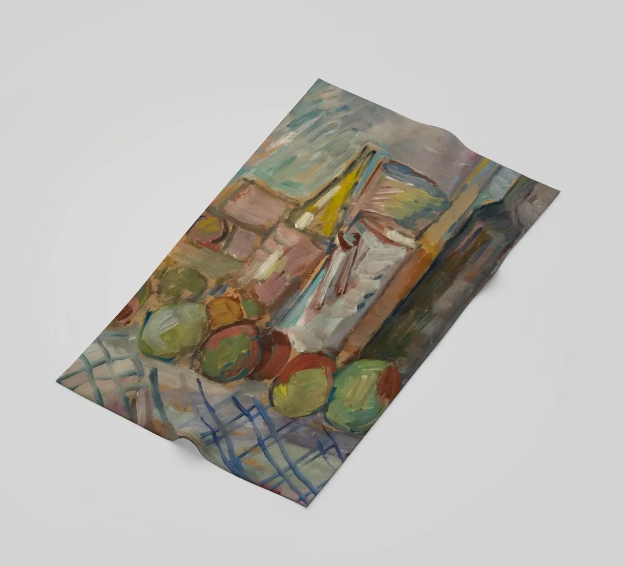 Pittura impressionista di natura morta - Frutta e bottiglie Art. telo mare da ClubArt