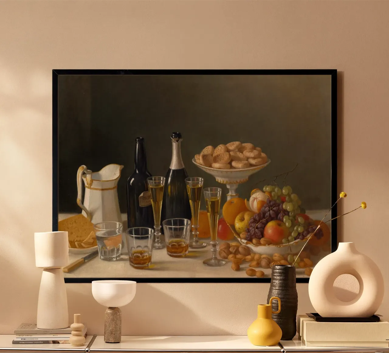 Bodegón de mesa de postres - Arte clásico de la comida y la bebida poster de ClubArt
