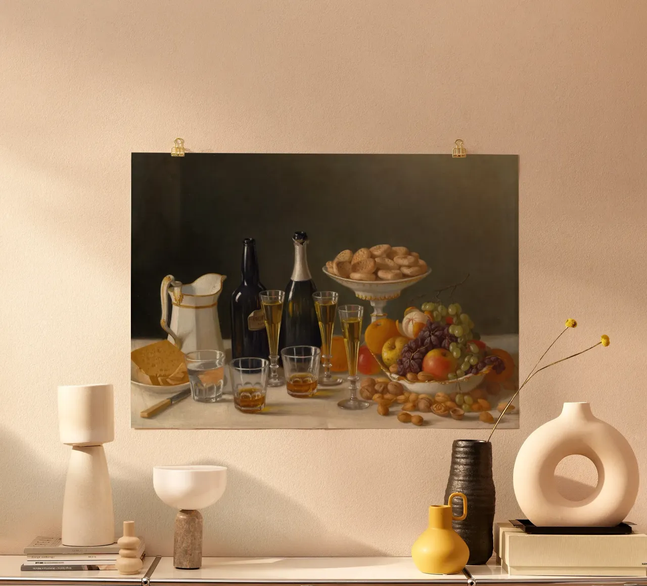 Bodegón de mesa de postres - Arte clásico de la comida y la bebida poster de ClubArt