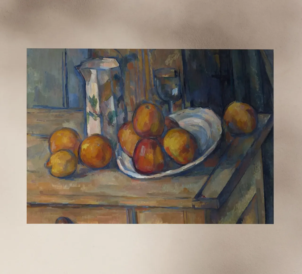 Natura morta post-impressionista di Cézanne - Frutta e brocca pellicola backlit da ClubArt