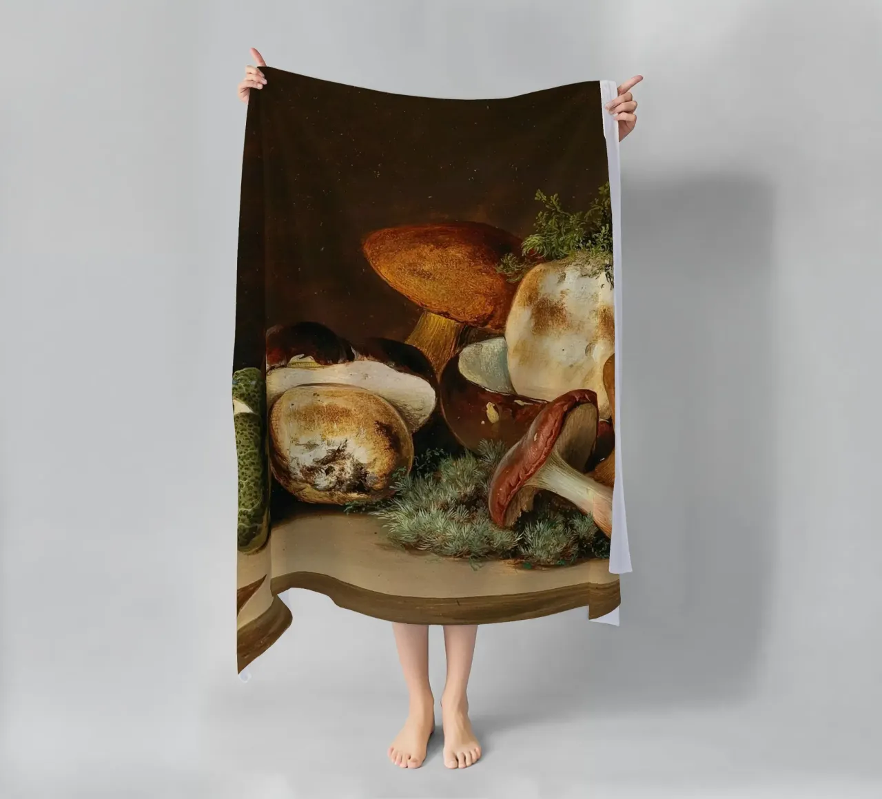 Natura morta di funghi selvatici - Pittura classica realistica telo mare da ClubArt