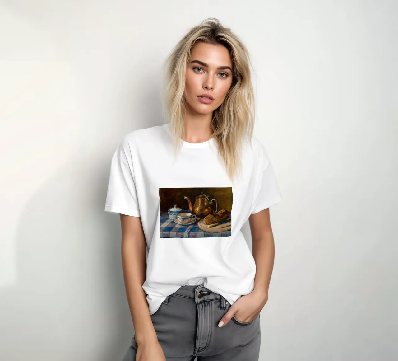 Stillleben Frühstücksset Gemälde - Texturierte Rustikale Kunst T-Shirt von ClubArt