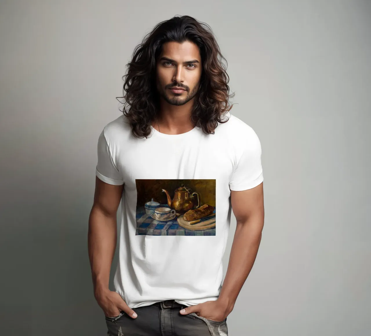 Stillleben Frühstücksset Gemälde - Texturierte Rustikale Kunst T-Shirt von ClubArt