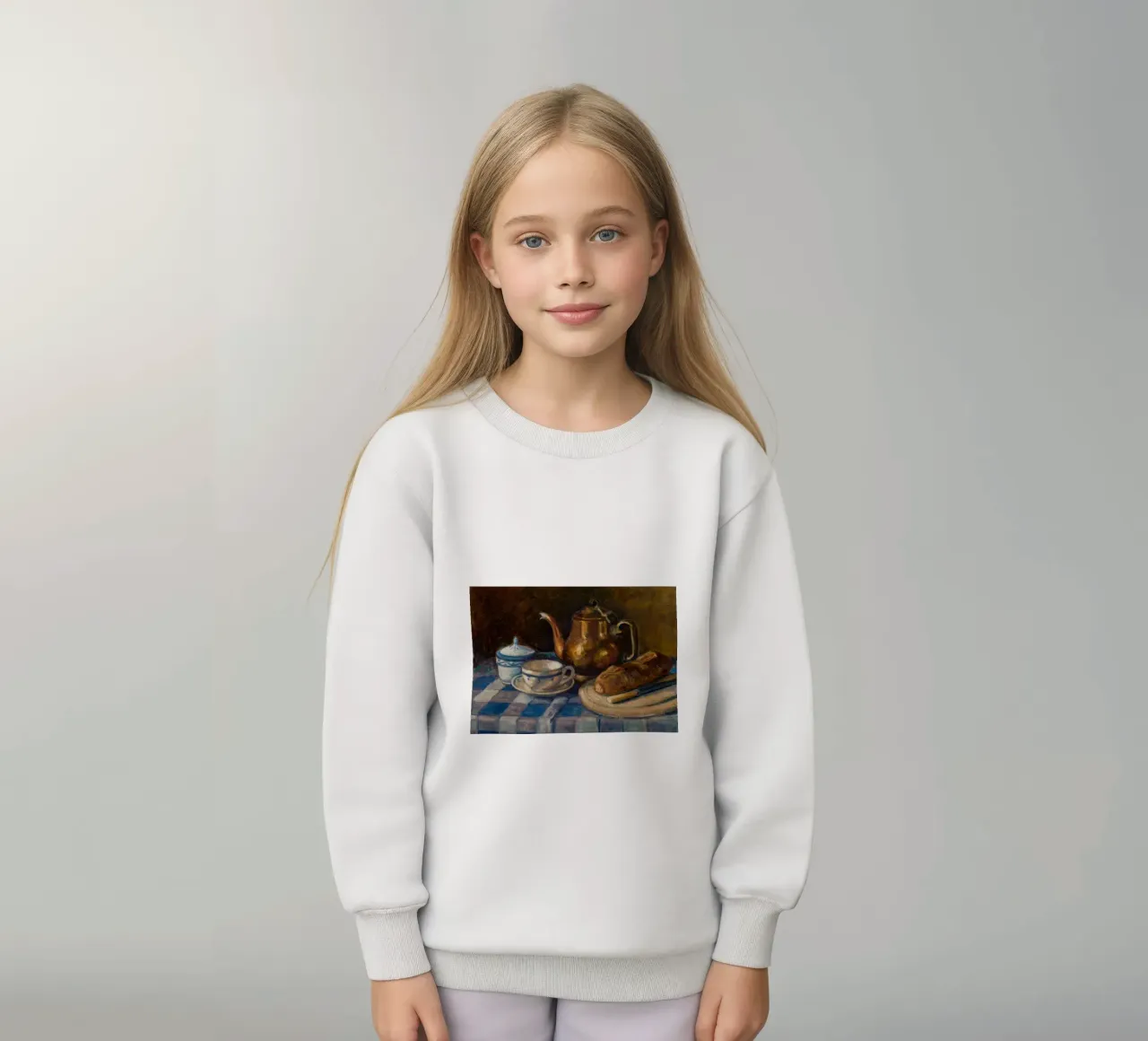 Natura morta con set per la colazione - Arte rustica strutturata felpa bambino da ClubArt
