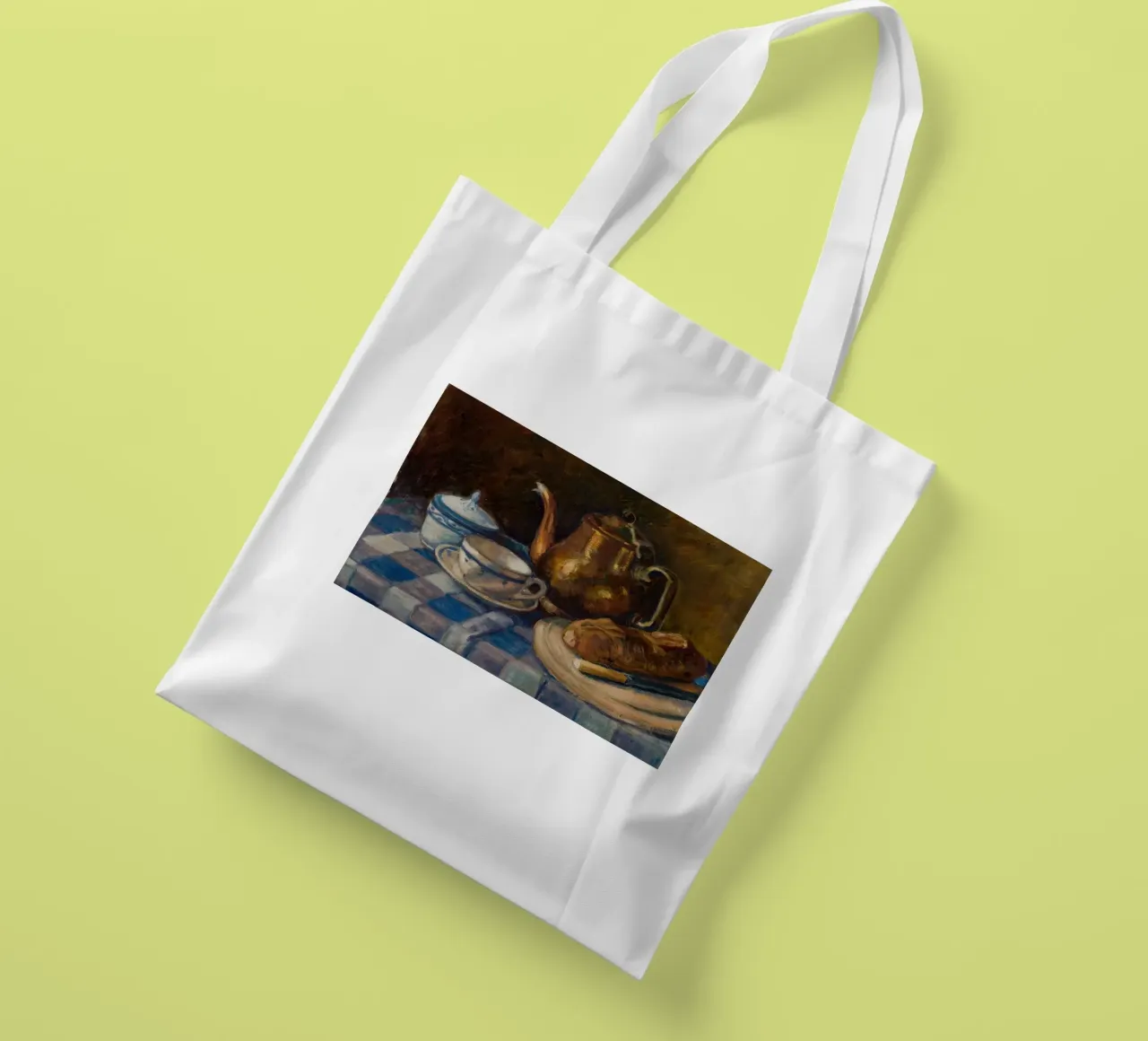 Natura morta con set per la colazione - Arte rustica strutturata borsa in juta da ClubArt