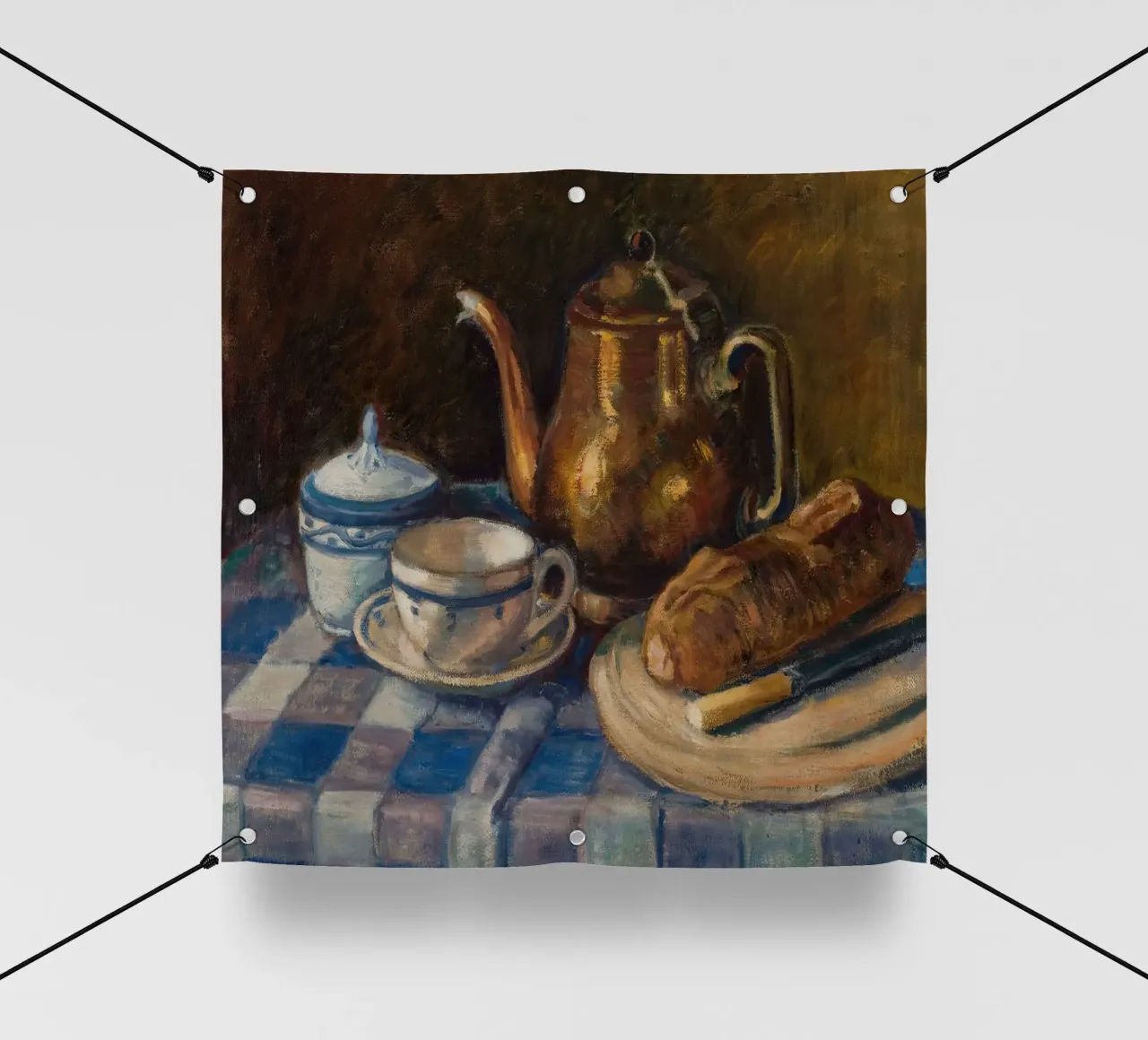 Still Life Breakfast Set Painting - Textured Rustic Art pvc cover by ClubArt