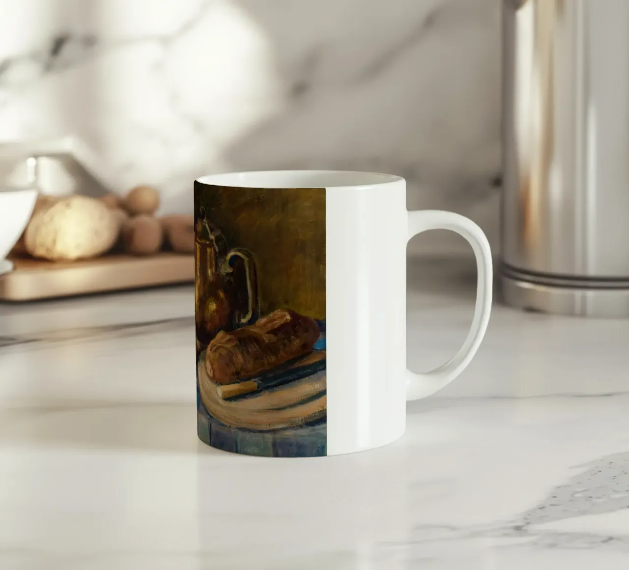 Natura morta con set per la colazione - Arte rustica strutturata tazza in ceramica da ClubArt